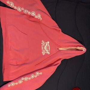 Pink Hoodie with Floral Sleeve Design